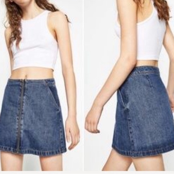 Zara women’s zipper front denim skirt size small - Picture 1 of 6